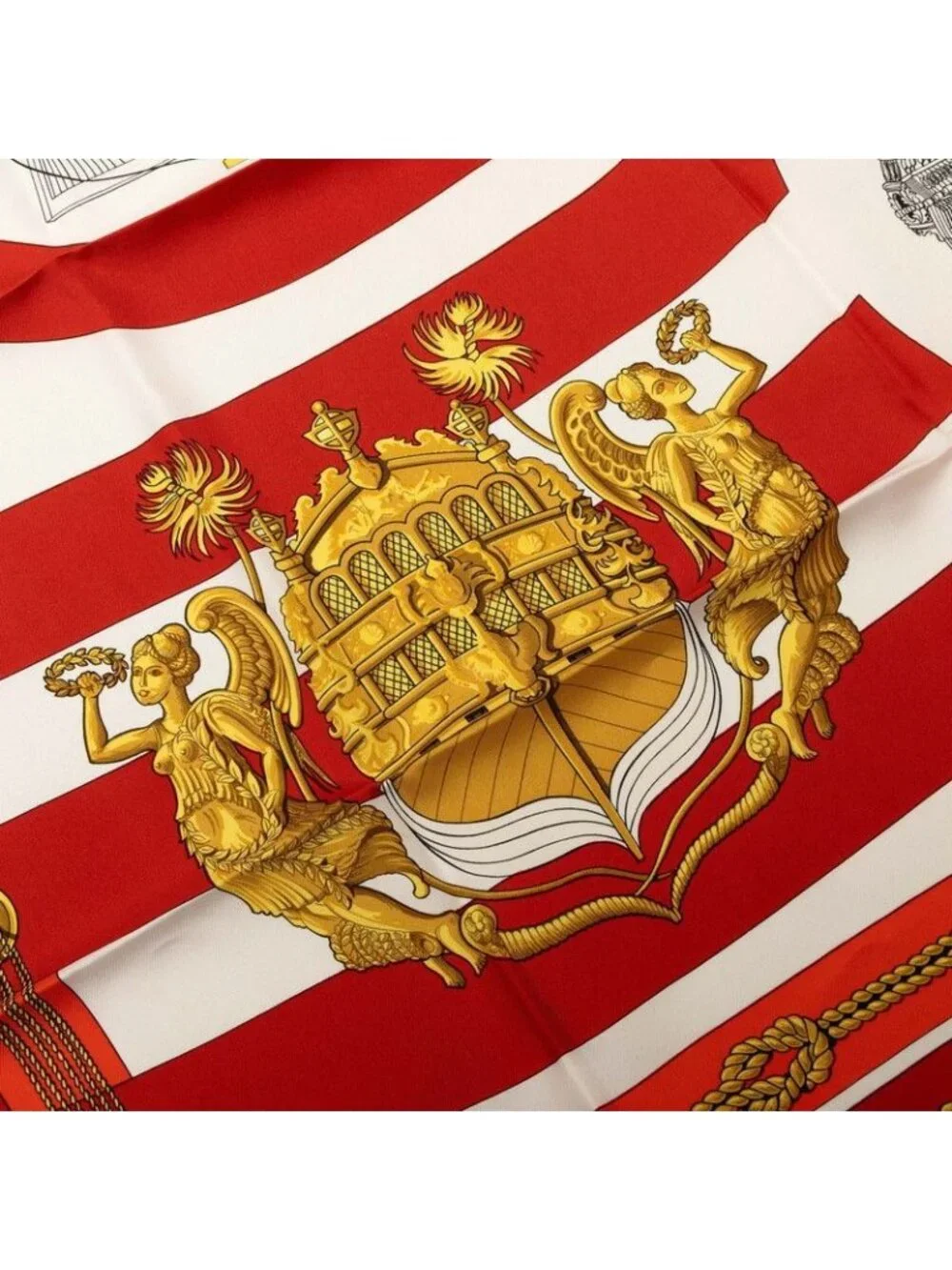 Hermes Carre 90 Chateaux D'arriere Scarf Red Silk
